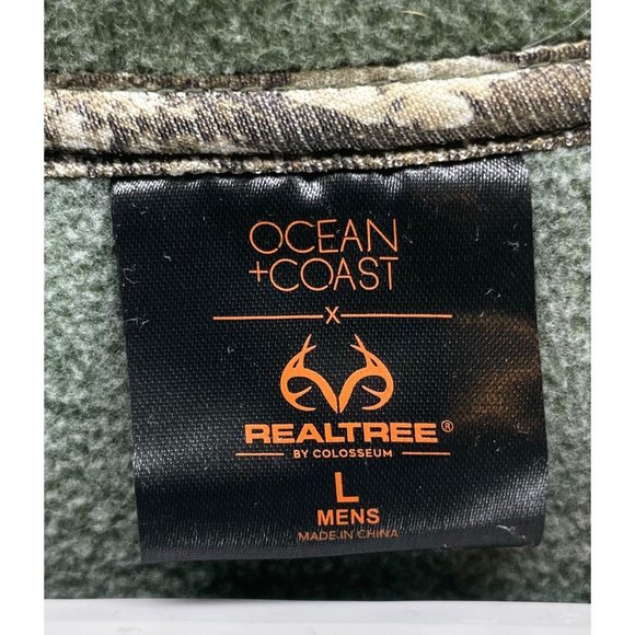 Ocean + Coast Realtree Fleece Long Sleeve Men's Large Green Camo Pullover Button - Picture 4 of 4